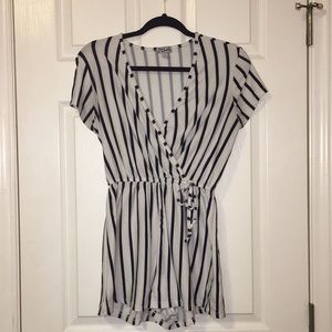 White stripped Romper